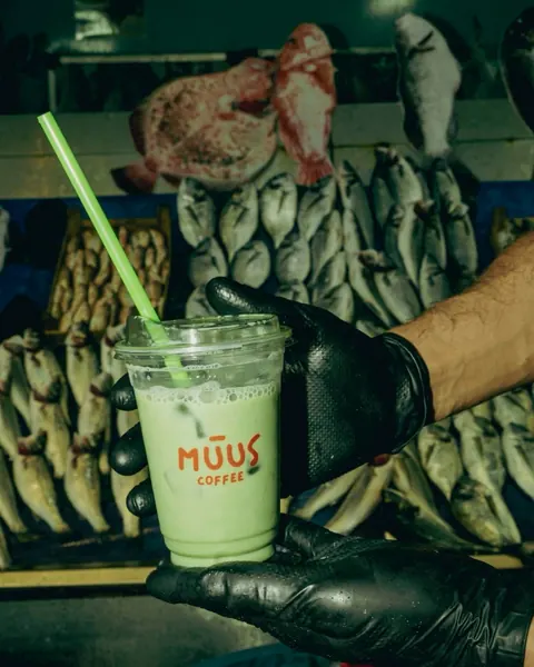 Balıkçının eldivenli elinde MUUS matcha